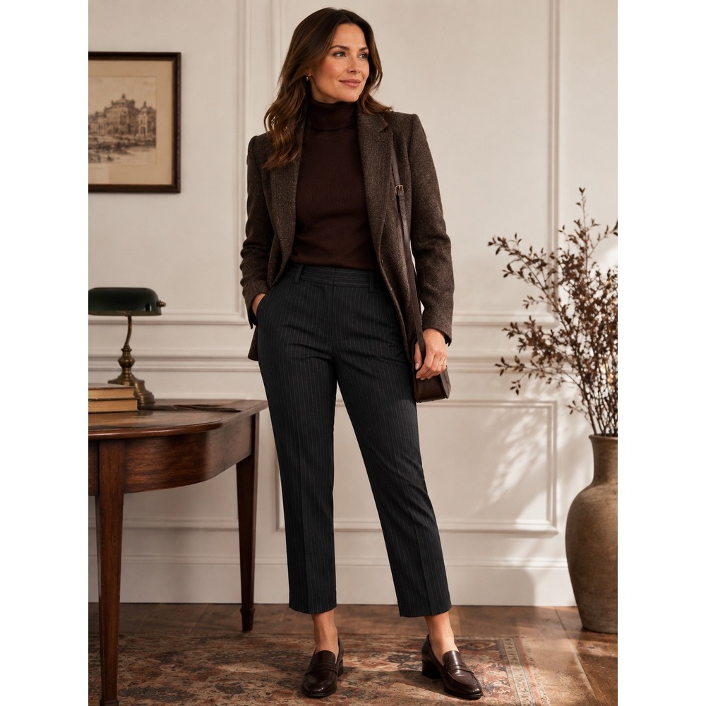 NWT Rafaella Size 12 Graphite Pinstripe Stretch Ankle Pants Office
